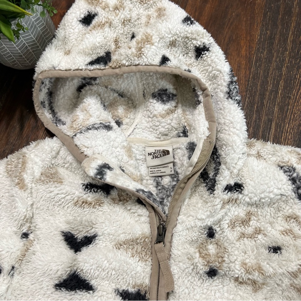 Sherpa pullover sweatshirt v neck zip pockets cream white black tan tribal Small - Picture 2 of 10